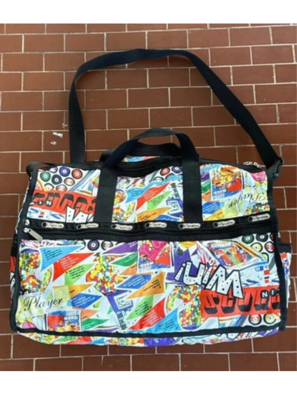 LeSportsac Large Duffel Weekender Bag Game Theme Crossbody 20x15x10 USA Made